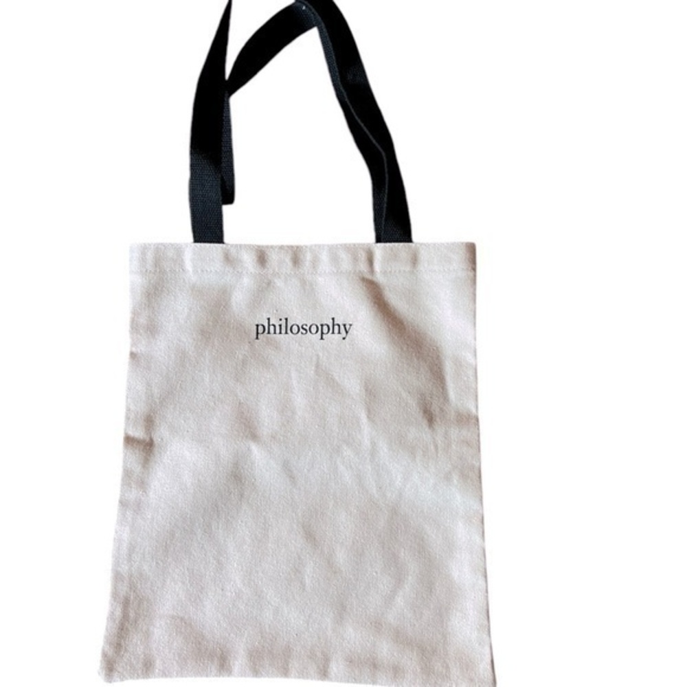 NEW Philosophy Iridescent Coated Canvas Small Tote Bag, Natural/Black